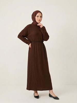 Miostil Örme Elbise-Kahve