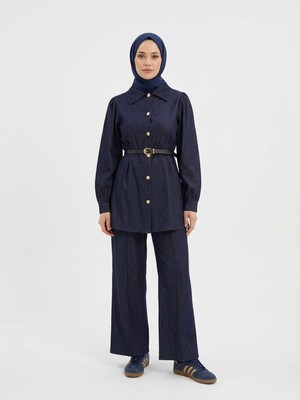 Miostil Ön Arka Pensli Pantolonlu Takım-Lacivert