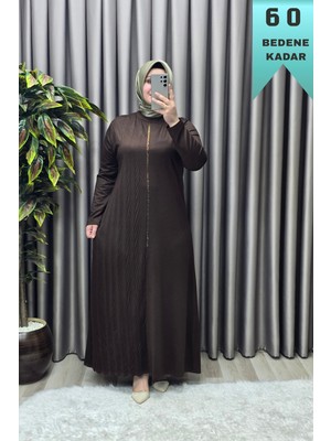 Elmas Tesettür Kadın Giyim Büyük Beden Presli Taşlı Battal Elbise