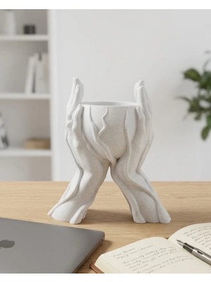 Estetik El Figürlü Dekoratif 3D Baskı Vazo Saksı Ev Dekorasyonu Veralya Tech