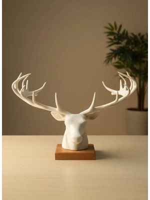 Dekoratif Geyik Başı Heykel 25 cm Modern Minimal Tasarım Veralya Tech