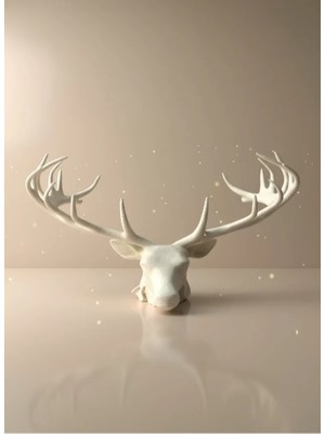 Odern Geyik Başı Biblo 25 cm Zarif Masa Üstü Dekor Veralya Tech