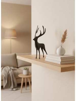 Geyik Figürü Gri Modern Salon ve Raf Dekoru Veralya Tech