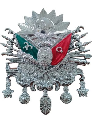Osmanlı Devlet Arması Vidalı Kabartma Logo Küçük 10X8CM Krom Veralya Tech