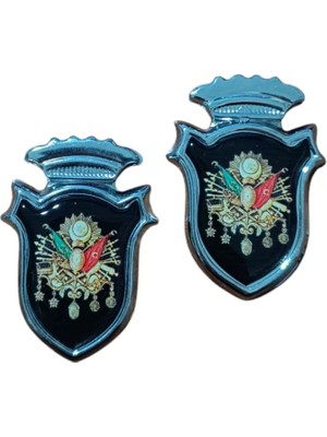 Osmanlı Devlet Arması Damla Etiket Krom Siyah 2'li Veralya Tech