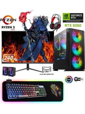 Apphirex TCX55 Ryzen 5 5500 16GB Ram 512GB M2 SSD RTX5060 8gb 24'' 240Hz Curved Masaüstü Oyuncu Bilgisayarı