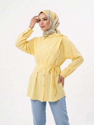 Miostil Omuz Toka Detay Aller Tunik-Sarı