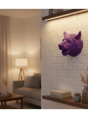 Dekoratif Mor Kurt Duvar Heykeli Asılabilir Hediyelik 25X19 cm Veralya Tech