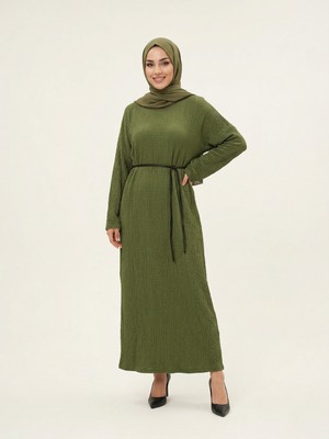 Miostil Örme Elbise-Haki