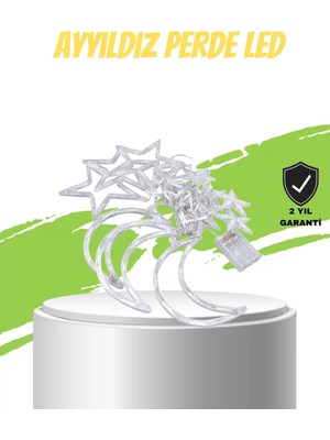 Prizli Perde LED Işık Yıldız ve Ay Figürlü Romantik Aydınlatma Veralya Tech