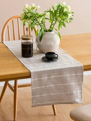 LC Waikiki Lcw Home Bej Çizgi Nakışlı Runner