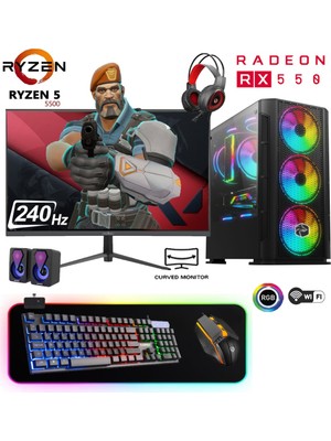 Apphirex TC50X Ryzen 5 5500 16GB Ram 512GB M2 SSD RX550 Gddr5 24'' 240Hz Masaüstü Oyuncu Bilgisayarı