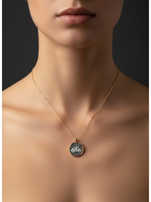 G&a Jewels Lotusun Uyanışı 925 Ayar Oksitli Yaldız (Altın) Kaplama Gümüş Kolye