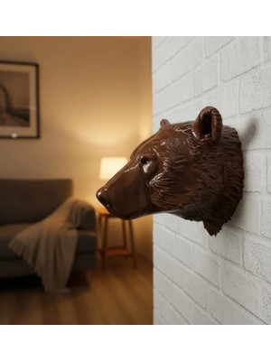 Dekoratif Ayı Duvar Heykeli Asılabilir Hediyelik 25X19 cm Veralya Tech
