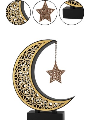 3D Hilal Yıldız Süs 23X23 cm Ev ve Ofis Için Şık Aksesuar Veralya Tech