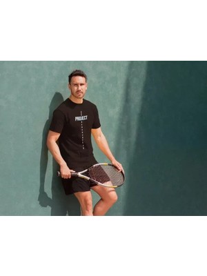 Veralya Moda Unisex Bisiklet Yaka Baskılı Oversize T-Shirt - Siyah