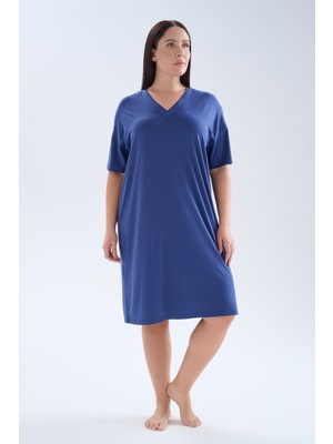 Hays Kadın Plus Size Modal Kısa Kollu V Yaka Elbise