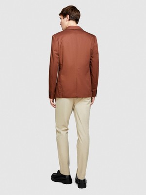 Sisley Streç Pamuklu Kemer Delikli Slim Fit Denim Chino Pantolon Erkek Pembe Pantolon - 324P4HJTSF03N