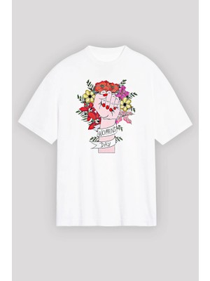 Veralya Moda 8 Mart Dünya Kadınlar Günü Için Özel Baskılı T-Shirt - Beyaz