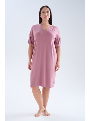 Hays Kadın Plus Size Modal Kısa Kollu V Yaka Elbise