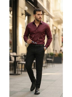 Veralya Moda Erkek Saten Klasik Gömlek