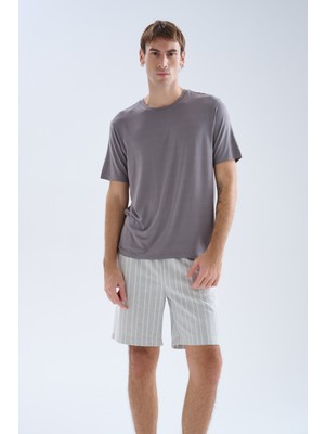 Syah Erkek Viskoz Kısa Kollu Pijama Üstü