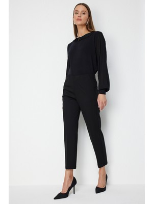 Ekol Kadın Dikiş Detaylı Dar Paça Pantolon 4118 Siyah