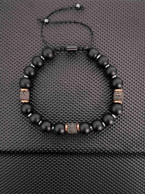 Tahrastone Lav Taşı-Oniks Doğaltaş Bileklik Takı Aksesuar Erkek Bileklik