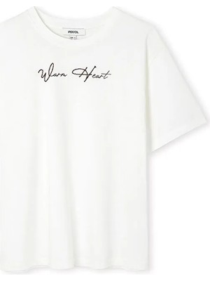 İpekyol Slogan Baskılı Işlemeli Tişört IS1260070245018