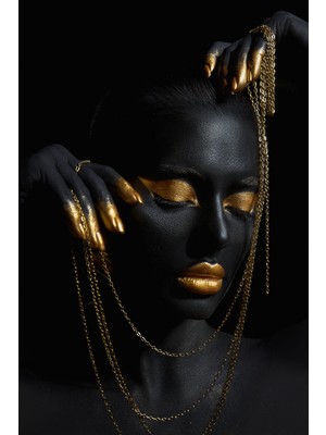 Aden Dijital Dekoratif Siyahi Kadın Kanvas Tablo