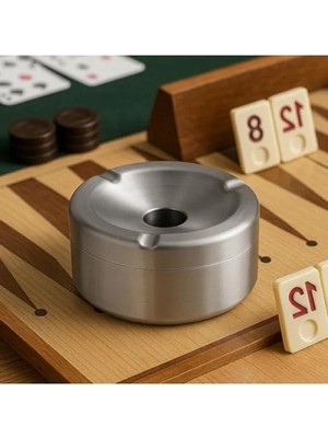 Calperia Minimalist Paslanmaz Çelik Küllük - Kapaklı, Kokusuz, Sağlam (9x7 Cm)