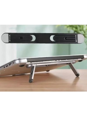 Siyah 2 Kademeli Katlanabilir ve Yapışkanlı Laptop Standı  Veralya Tech