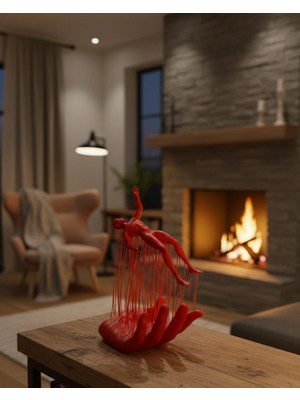MiraLive 3D El Insan Figürü Kırmızı Minimal Modern Ev ve Ofis Dekoru 12X18 cm