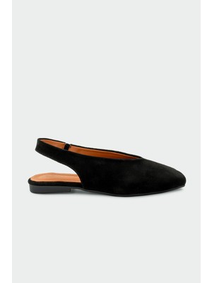 Laminta Lupita Asimetrik Kesim Siyah Hakiki Deri Kadın Düz Babet