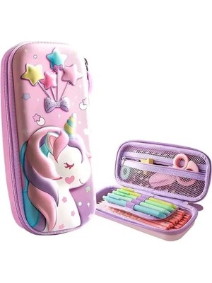 Calperia Su Geçirmez 3D Unicorn Yıldız Balon Kalem Kutusu