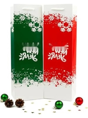 Calperia Yılbaşı Temalı Karton Çanta Seti, 12X38 Cm, 2'li