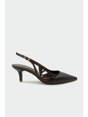 Laminta Ralph Asimetrik Kesim Kadın Acı Kahve Topuklu Ayakkabı