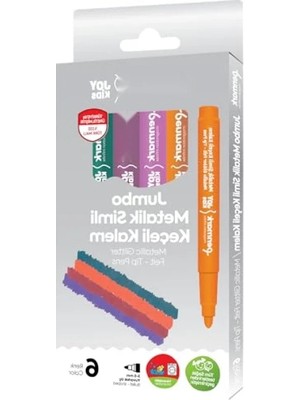 Calperia 6'lı Jumbo Metalik Simli Keçeli Kalem Seti