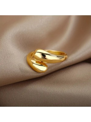 Blue Cat Bijouterie Geometrik Su Damlası Şekilli Parlak Yüzük