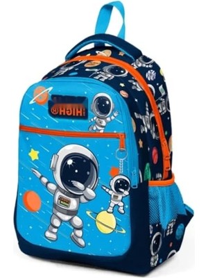Calperia Üç Gözlü Erkek Çocuk Okul Çantası - Lacivert Astronot Desenli