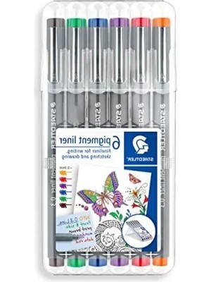 Calperia 0.3 mm Uç Kalınlığında Pigment Liner Seti, 6'lı Karışık Renk