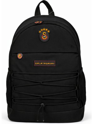 Galatasaray Lisanslı 3 Bölmeli Siyah Ipli Sırt Çantası - Laptop Bölmeli Su Itici Kumaş