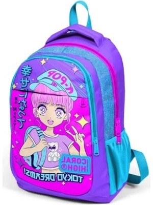 Calperia Üç Bölmeli Kız Çocuk Sırt Çantası (Mor-Pembe-Mavi)