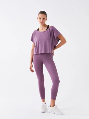 Lc Waikiki Mürdüm Beli Lastikli Düz Interlok Kadın Spor Tayt