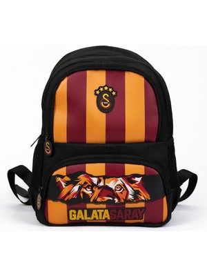 Galatasaray Lisanslı Aslan Desenli 3 Bölmeli Anaokulu Çantası - Su Itici Kumaşlı Sırt Çantası