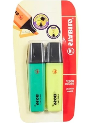 Calperia Fosforlu Işaretleme Kalemi - 2'li Set, Çeşitli Renkler