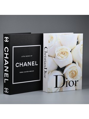 Kethuda Concept 2li Beyaz Güller & Lıttle Book Siyah Beyaz Dekoratif Kitap Kutu