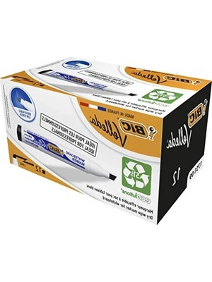 Calperia 12'li Kutu Beyaz Tahta Kalemi, Kesik Uç, Siyah