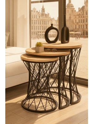 Usta Mekan Hasır Telli Model Statik Zigon Sehpa Antik Çam Ahşap Tabla