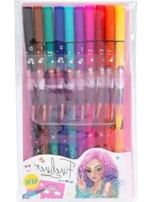 Calperia 10 Renkli Fineliner Kalem Seti ve Şablonlar